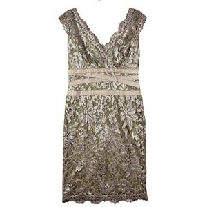 Tadashi Shoshi Gold Sequin‎ Sleeveless Cocktail Dress Women's Size 8